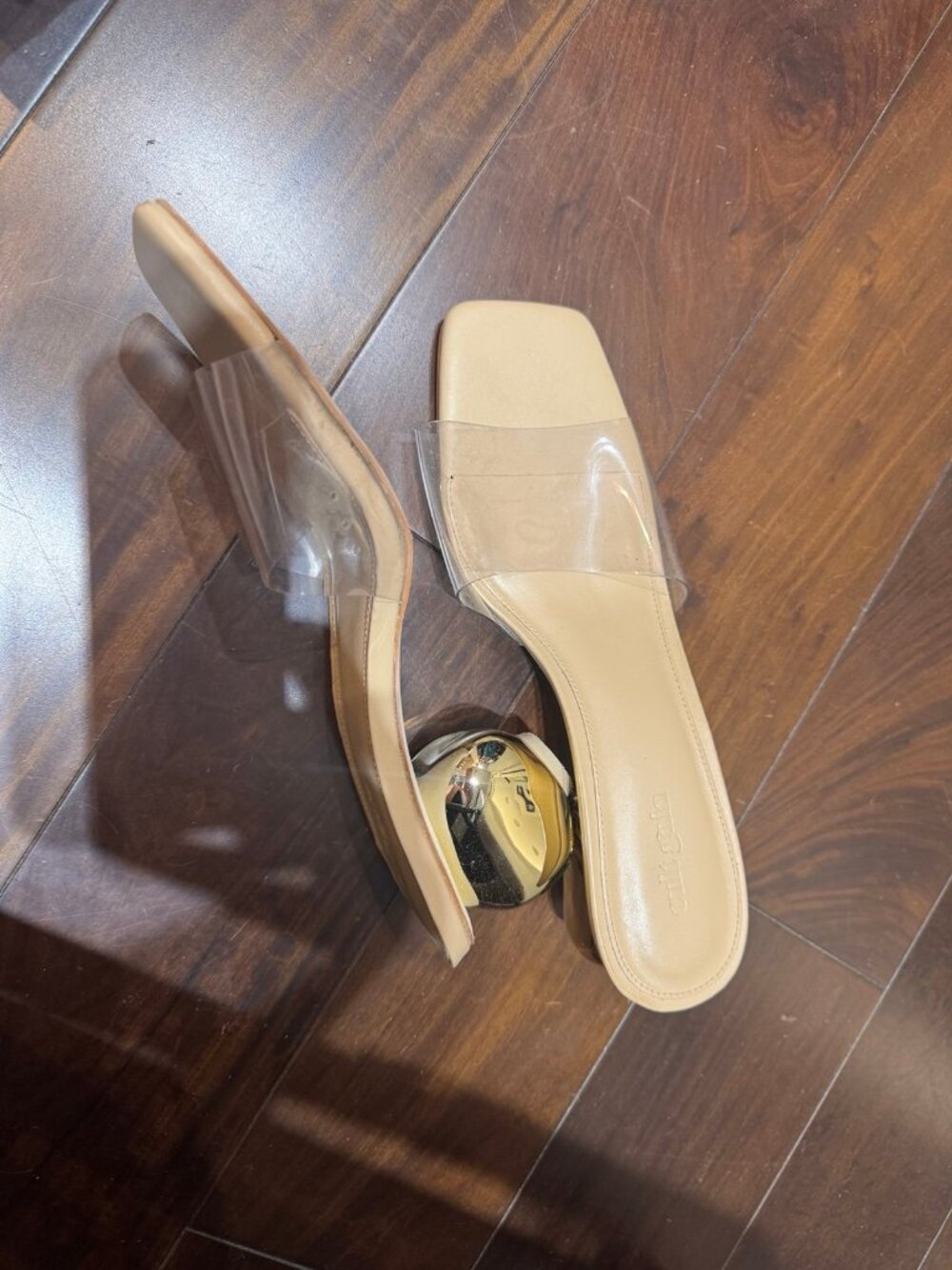 Cult Gaia Sculpted Heel Gold Circle Sphere Sandal